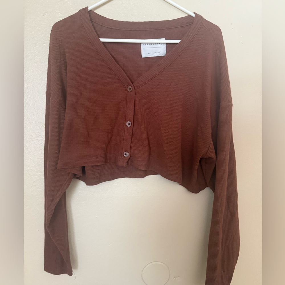 Aeropostale Rust Button Down Crop Top